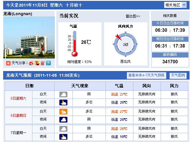 江西省龙南县明天天气预报
