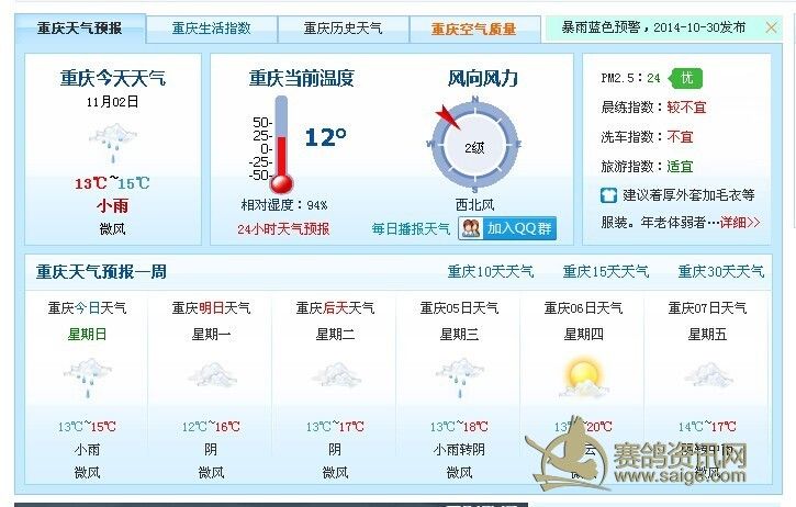 重庆宏艺翔公棚11月2日及未来一周天气预报_